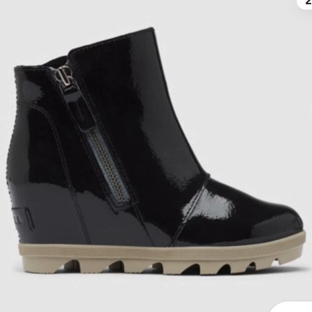 NWT Sorel | Girls Black Shimmer Arctic Zip II  Waterproof Wedge Ankle Boot, sz 4